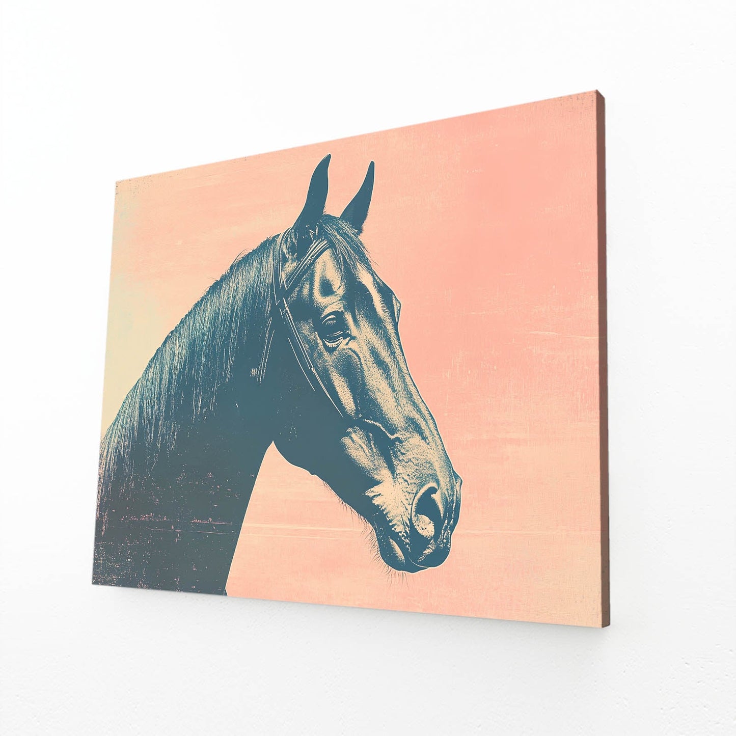Pink Horse Artwork – angled canvas view on white background