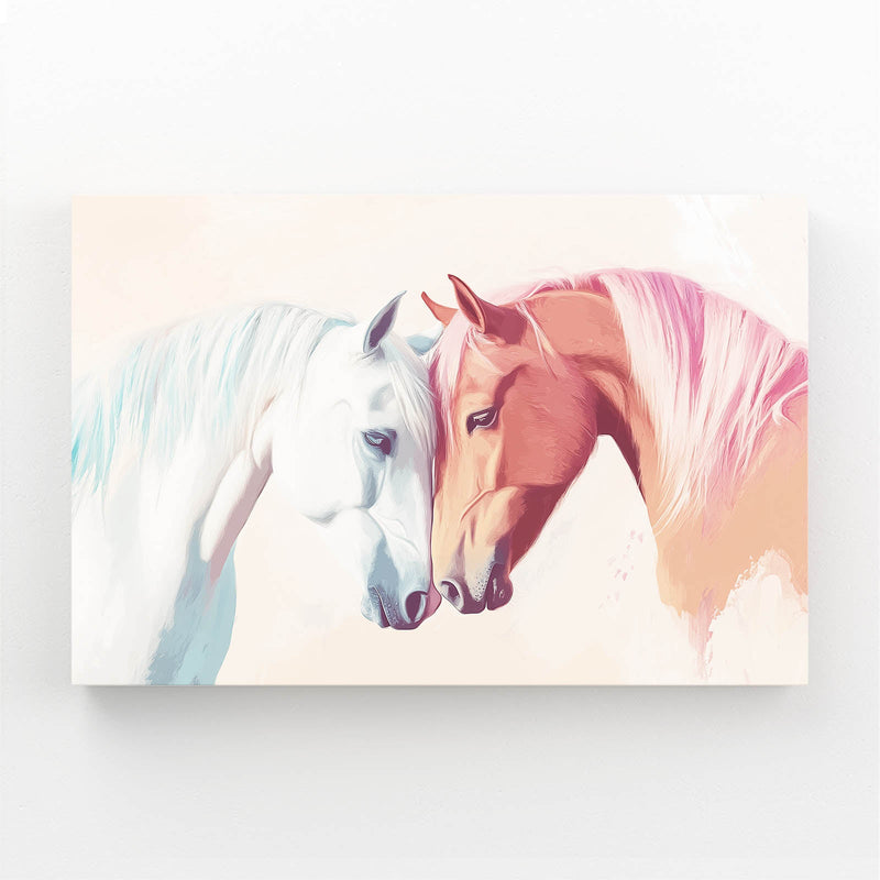 Pink Horse Wall Art – angled canvas view on white background