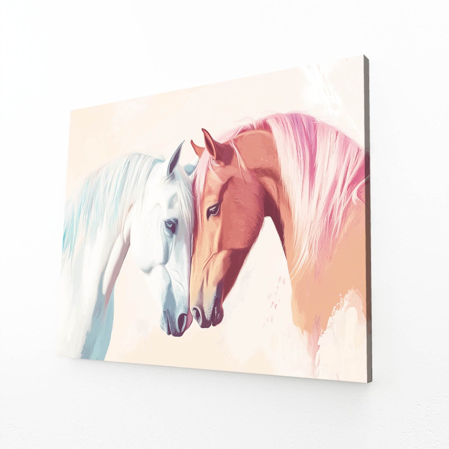 Pink Horse Wall Art – angled canvas view on white background