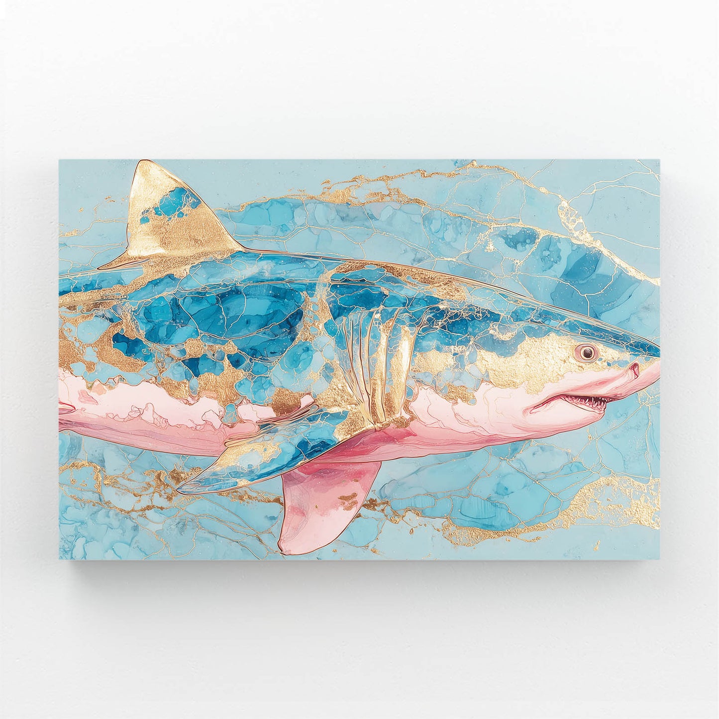 Pink Marble and Gold Shark Wall Decor – pink marble and gold shark canvas print