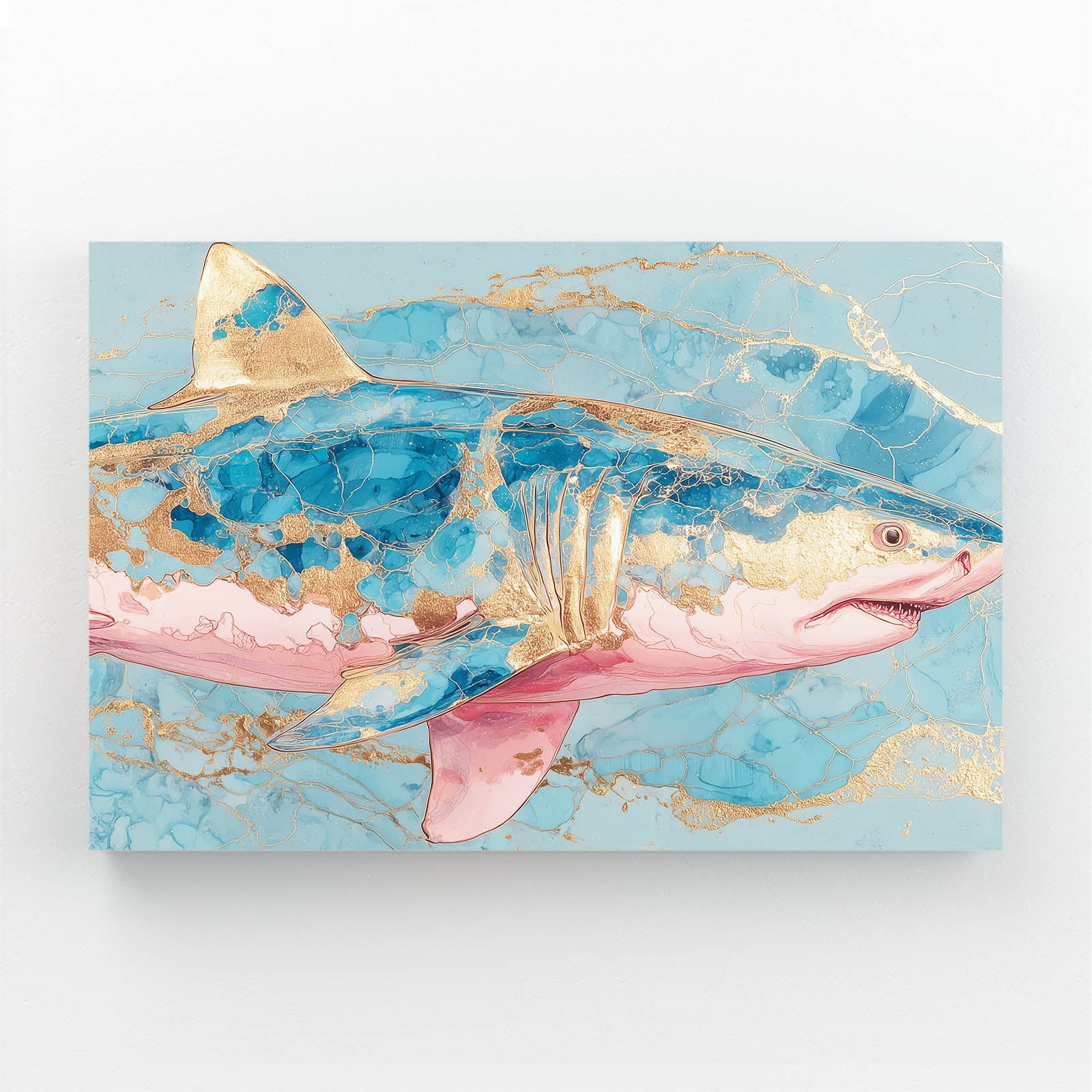 Pink Marble and Gold Shark Wall Decor – pink marble and gold shark canvas print