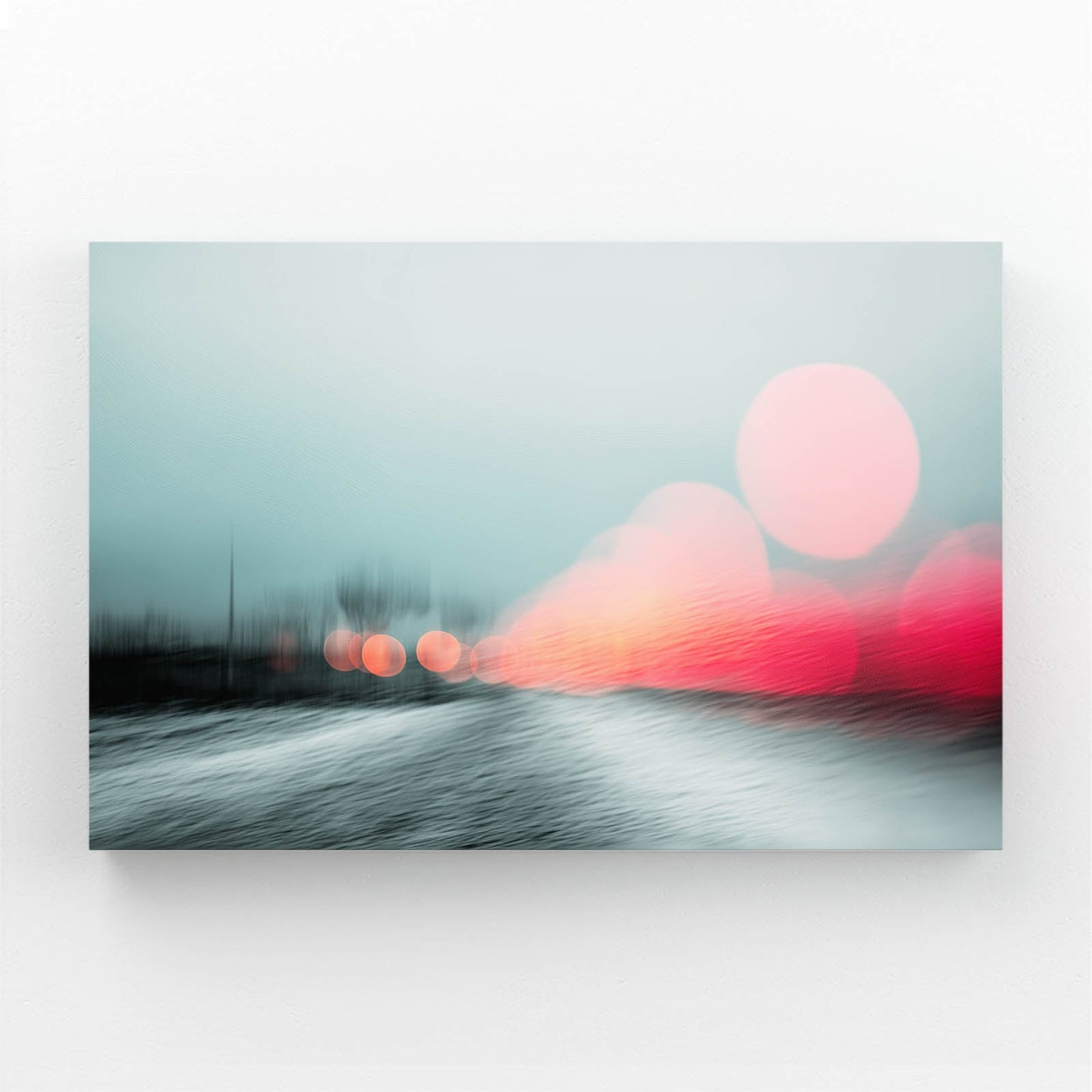 Pink Mist Photography Canvas – pink sun glowing through soft morning mist