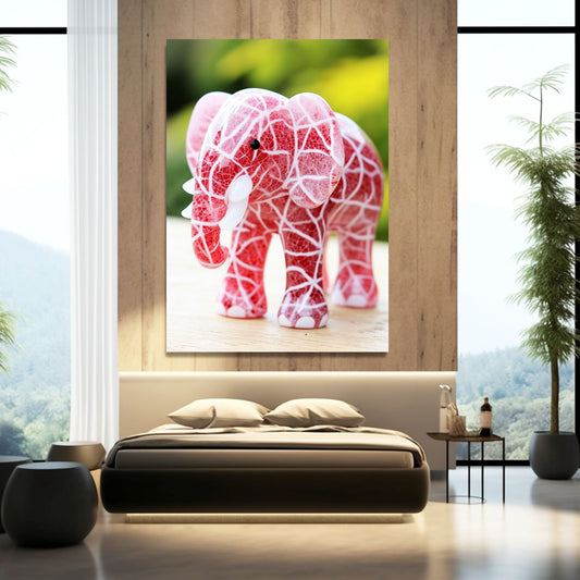 Pink Porcelain Elephant Art — 3d canvas print in red tones, view 3