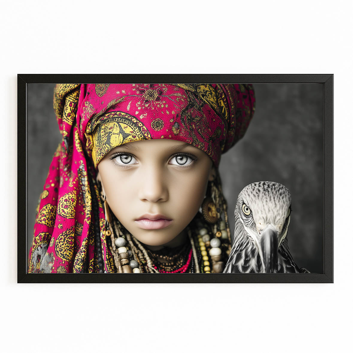 Pink Scarf Photography Wall Decor — photography canvas print, with Premium Black frame on white background