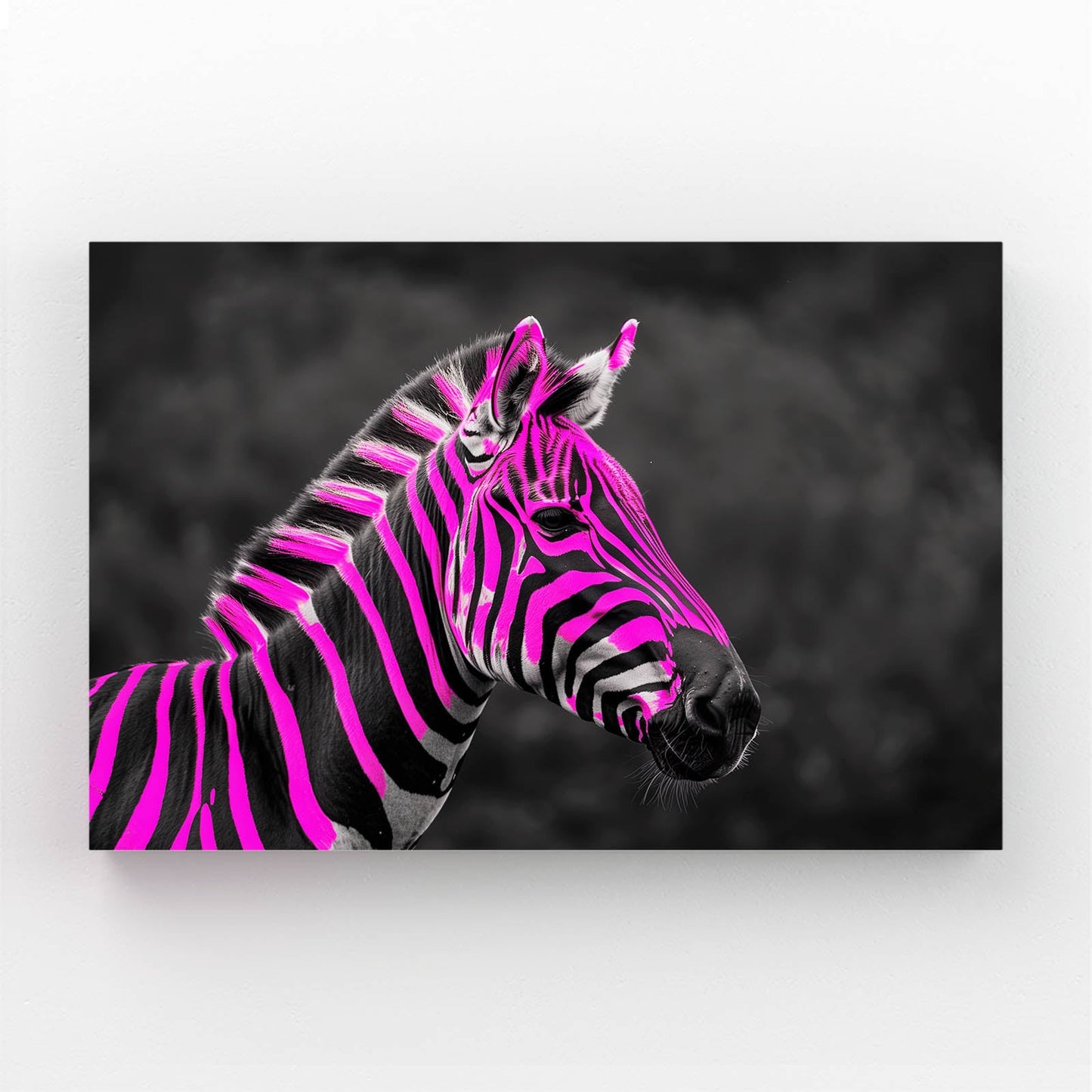 Pink Zebra Artwork – styled in a furnished interior