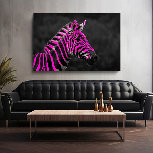 Pink Zebra Artwork – styled in a furnished interior