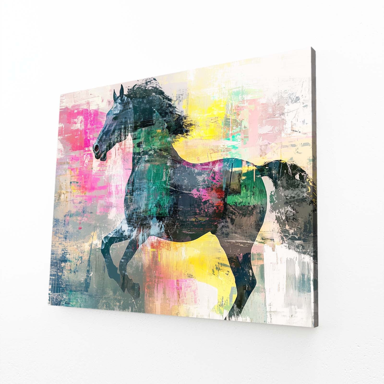 Pinky Horse Canvas – angled canvas view on white background
