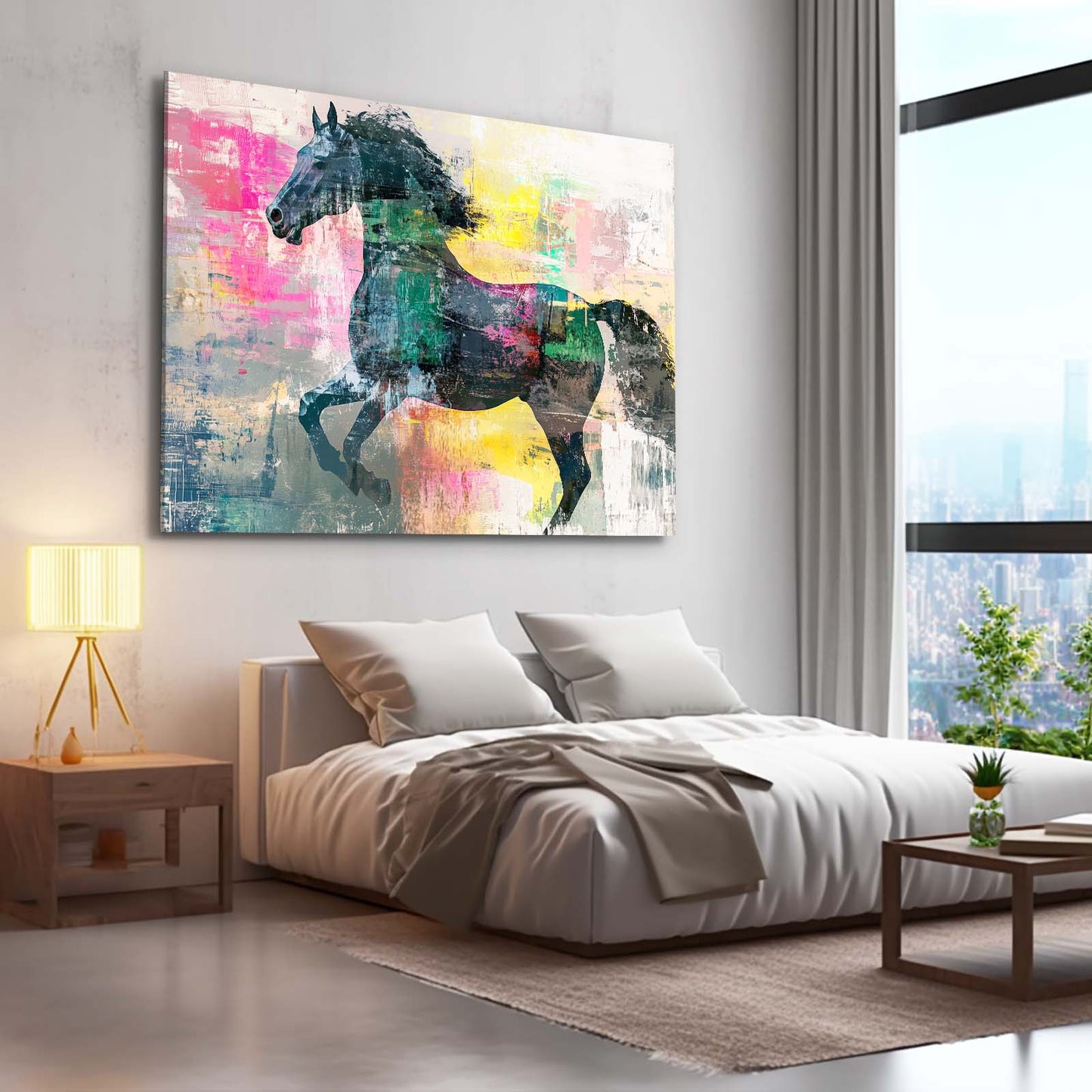 Pinky Horse Canvas – angled canvas view on white background