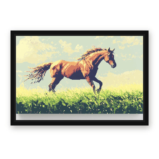 Pixel Horse Artwork – with Premium Black wood frame