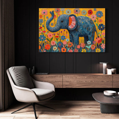 Playful Elephant Flower Art