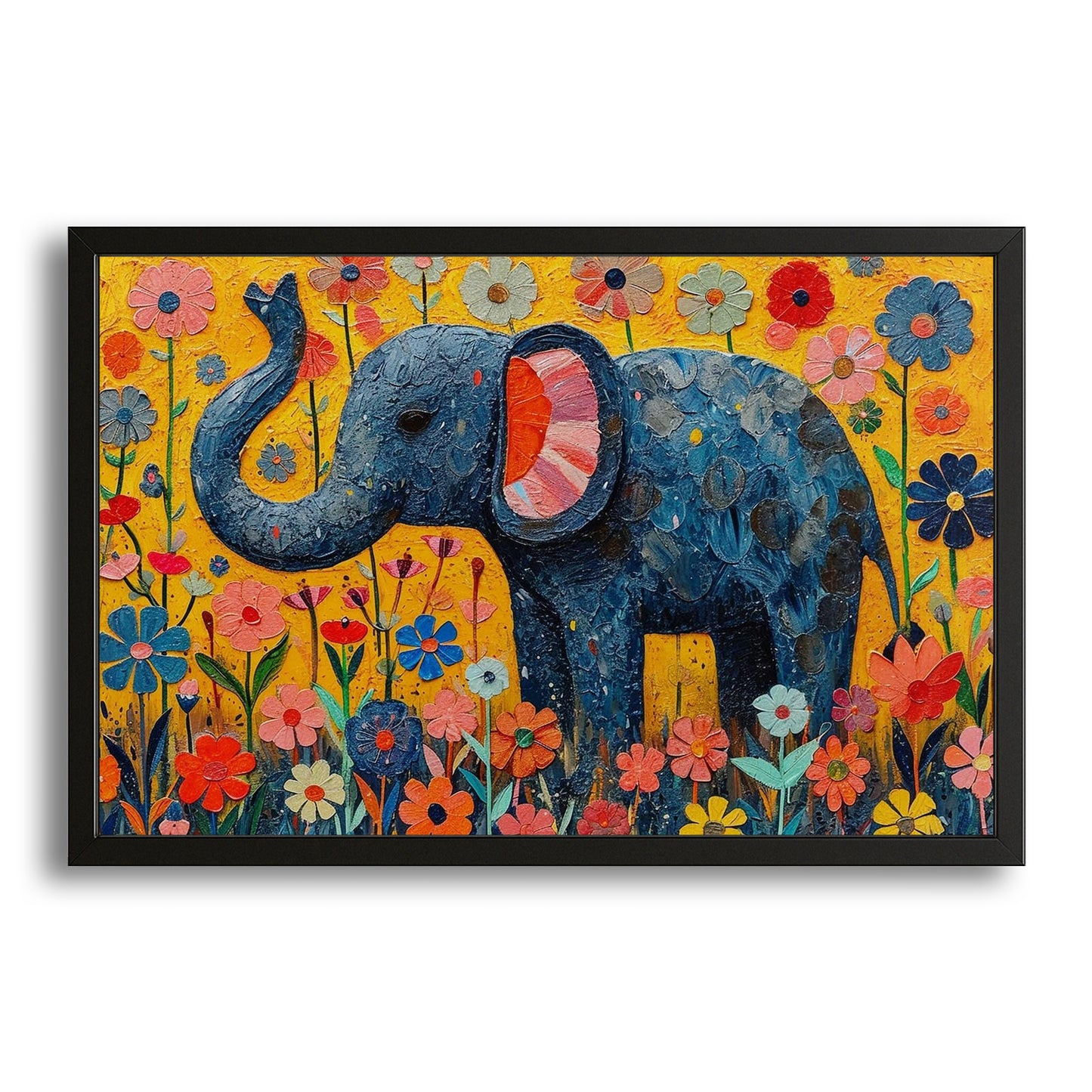 Playful Elephant Flower Art