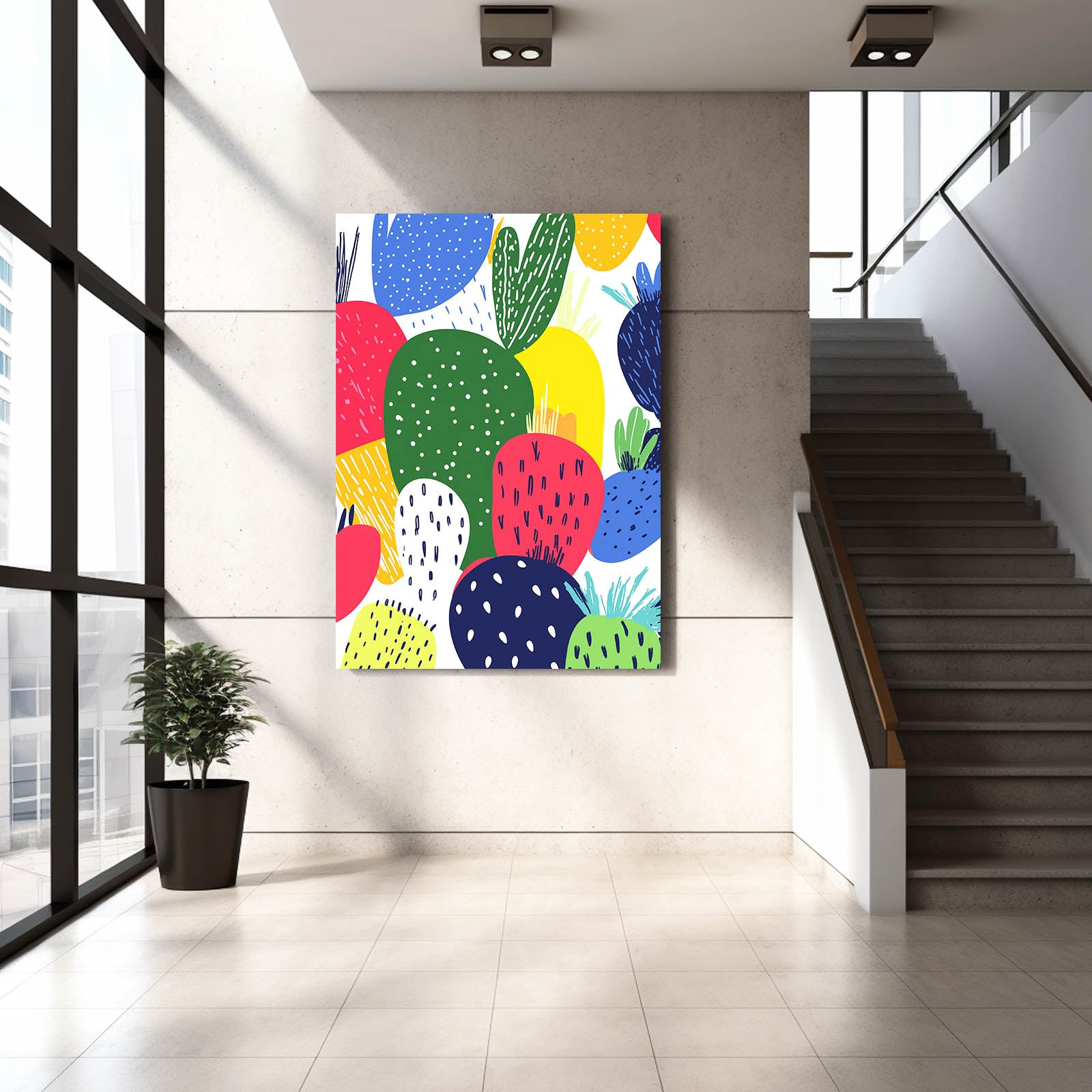 Playful Flat Pattern Cactus Prints – styled in a furnished interior