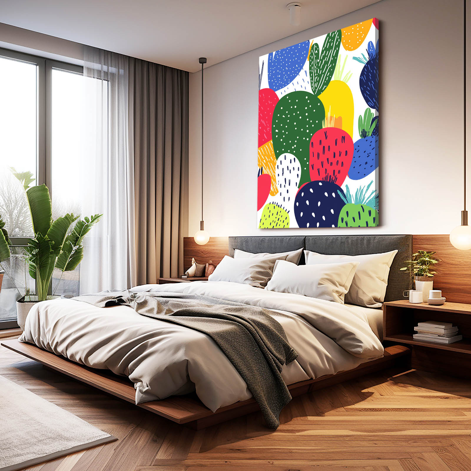 Playful Flat Pattern Cactus Prints – styled in a furnished interior