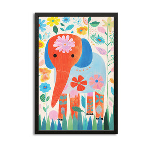 Playful Floral Elephant Canvas