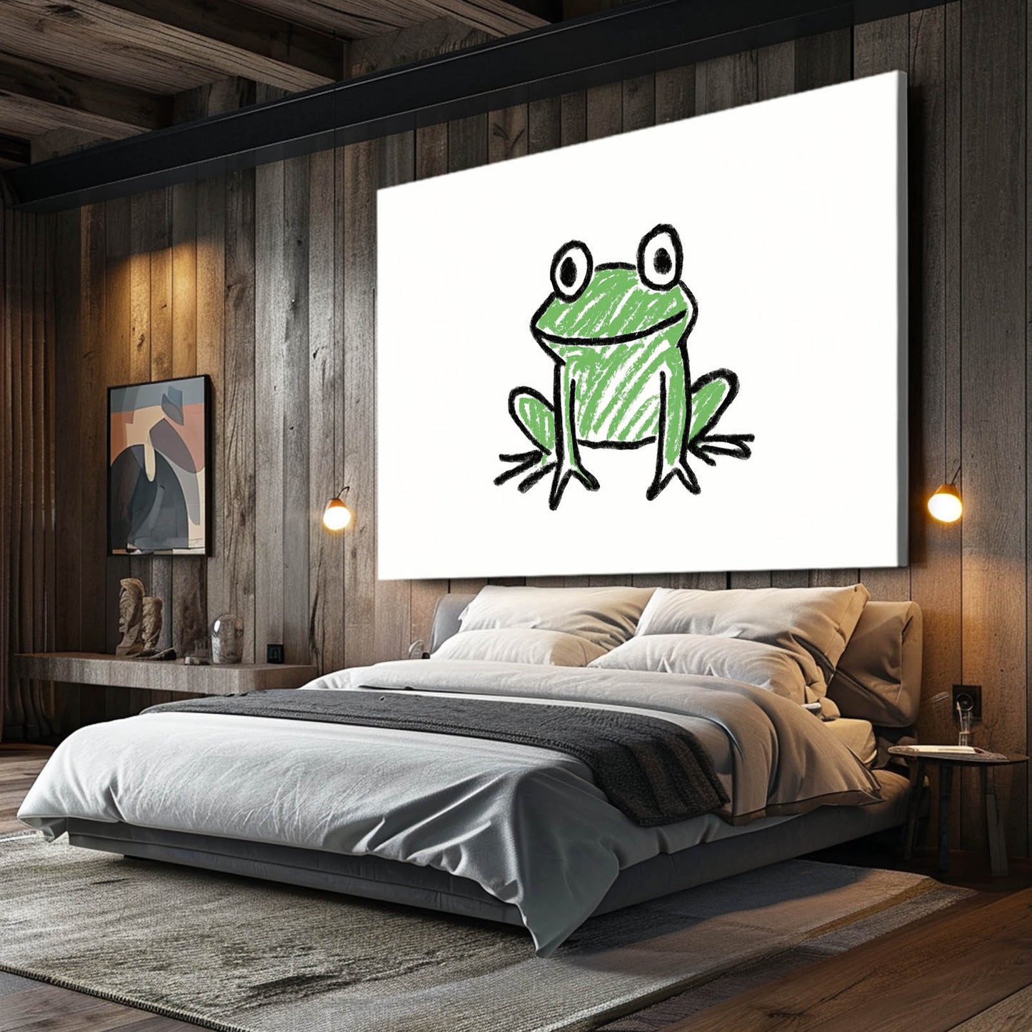 Playful Frog Doodle Art – styled in a furnished interior