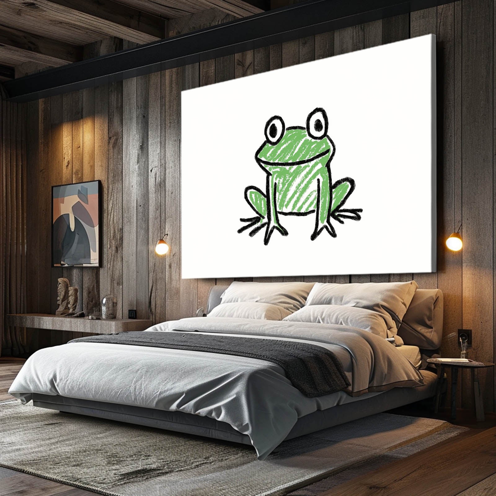 Playful Frog Doodle Art – styled in a furnished interior