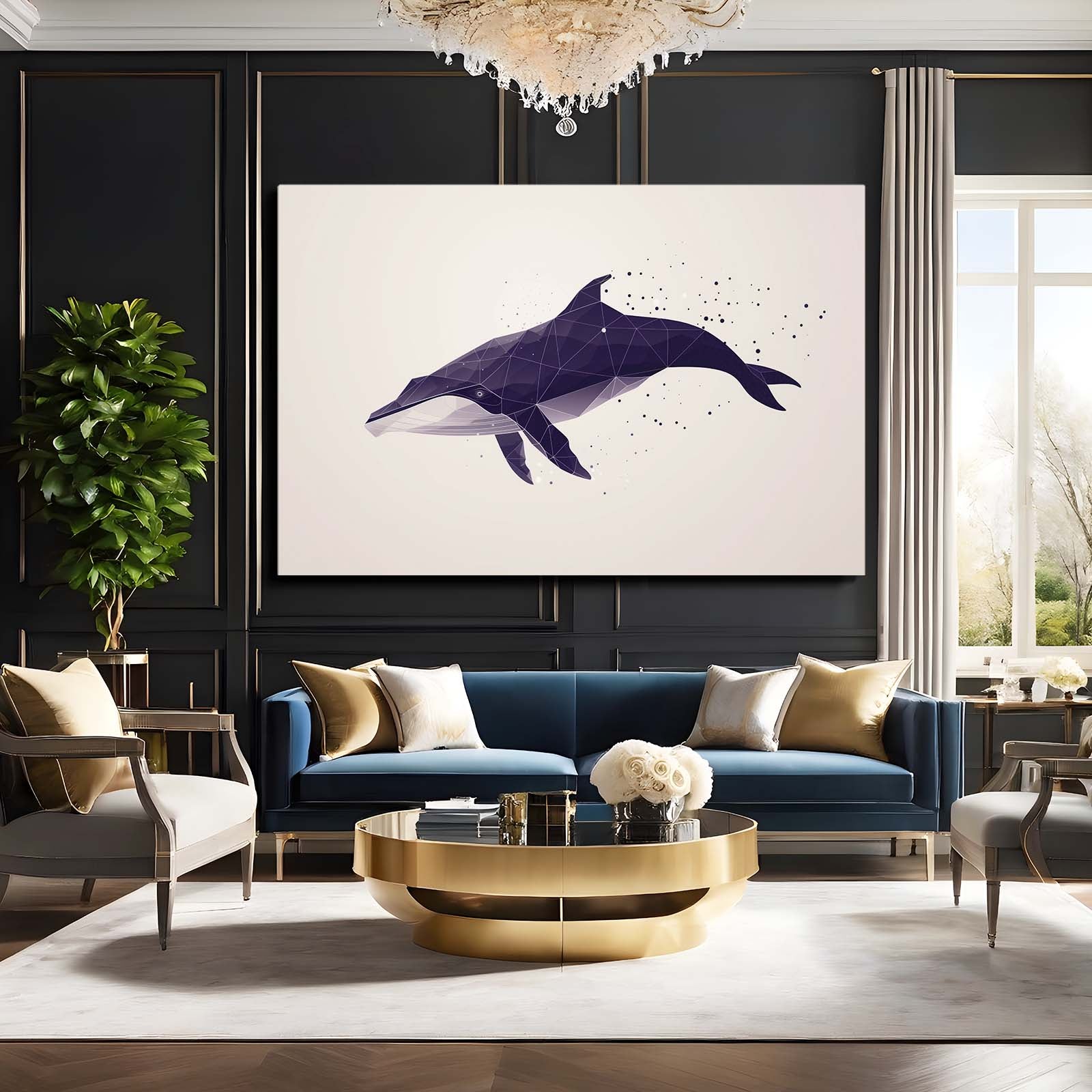 Polygon Purple Whale Art