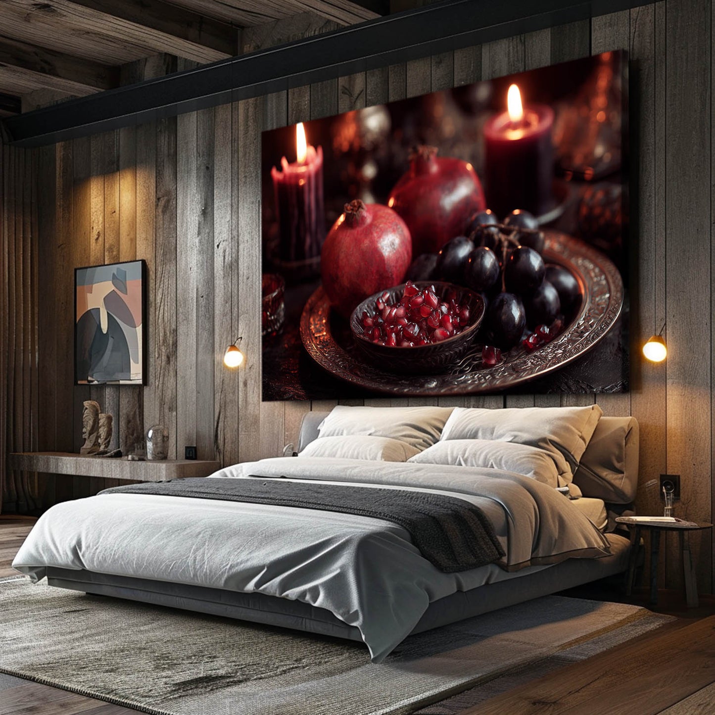 Pomegranate Candlelight Fruit Prints – styled in a furnished interior