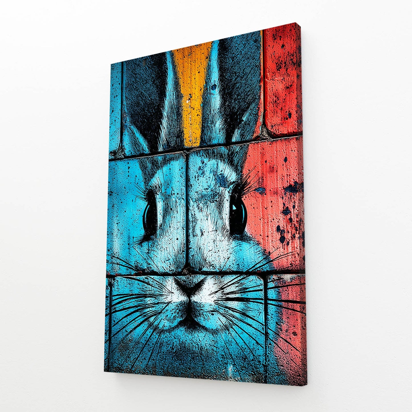 Pop Art Bunny Canvas – angled canvas view on white background