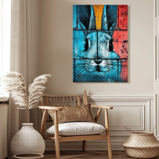 Pop Art Bunny Canvas – angled canvas view on white background