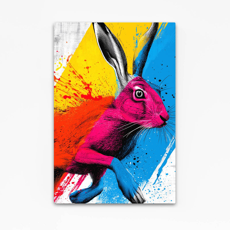 Pop Art Bunny Wall Art – angled canvas view on white background