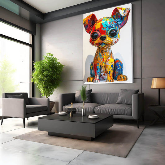 Pop Art Dog Art — 3d canvas print in orange tones, view 5