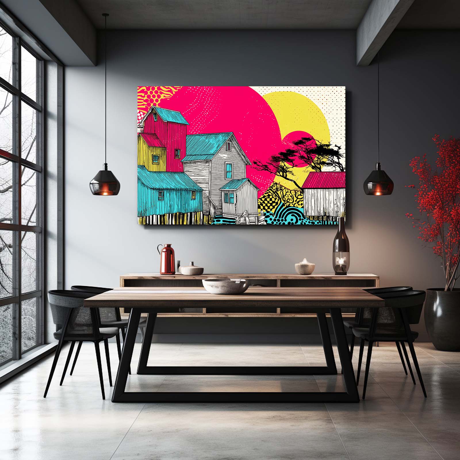 Pop Art Farmhouse Farmhouse Wall Art – styled in a furnished interior