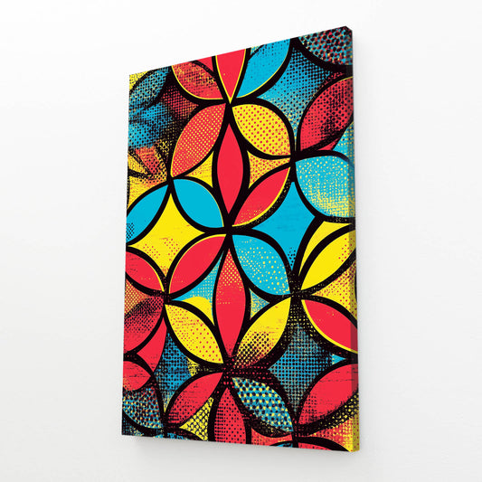 Pop Art Geometry Flower Of Life Wall Decor – angled canvas view on white background