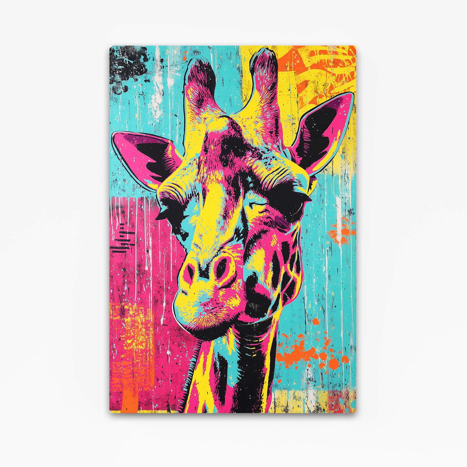 Colorful abstract giraffe painting on a textured background