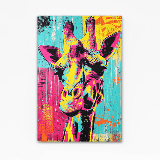 Colorful abstract giraffe painting on a textured background