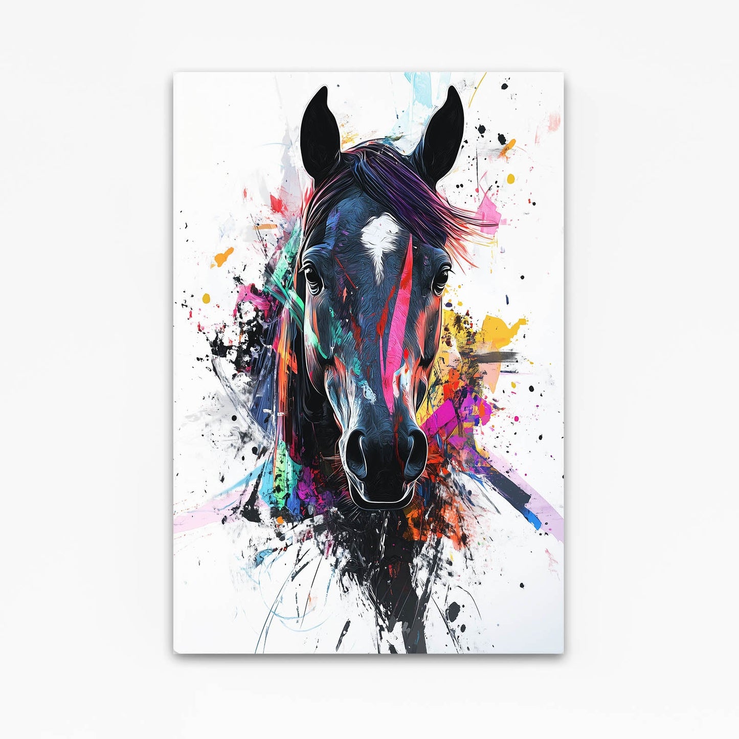 Pop Art Horse Artwork – angled canvas view on white background