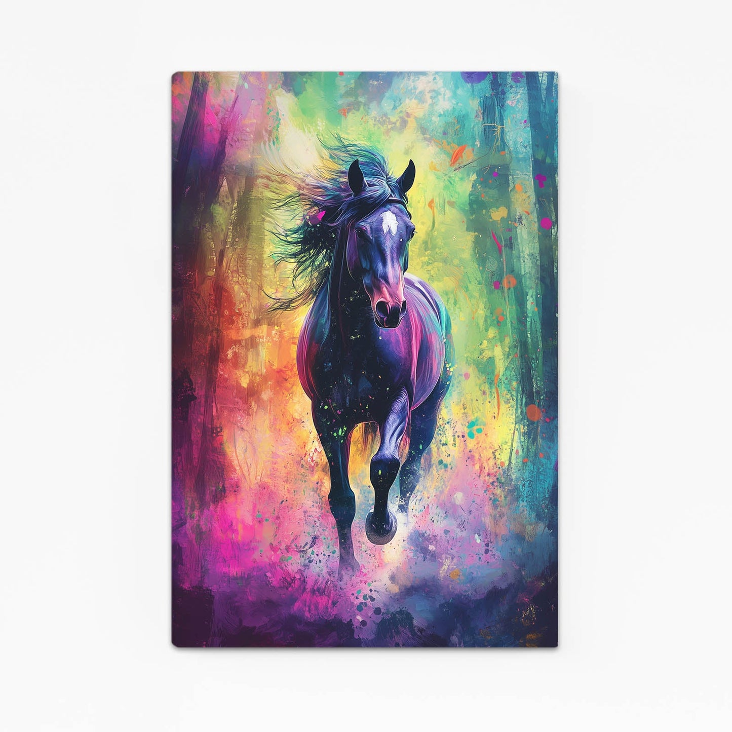 Pop Art Horse Wall Art – angled canvas view on white background