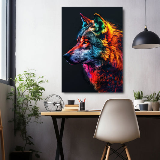 Pop Art Wolf Artwork — digital canvas print in blue tones, view 3