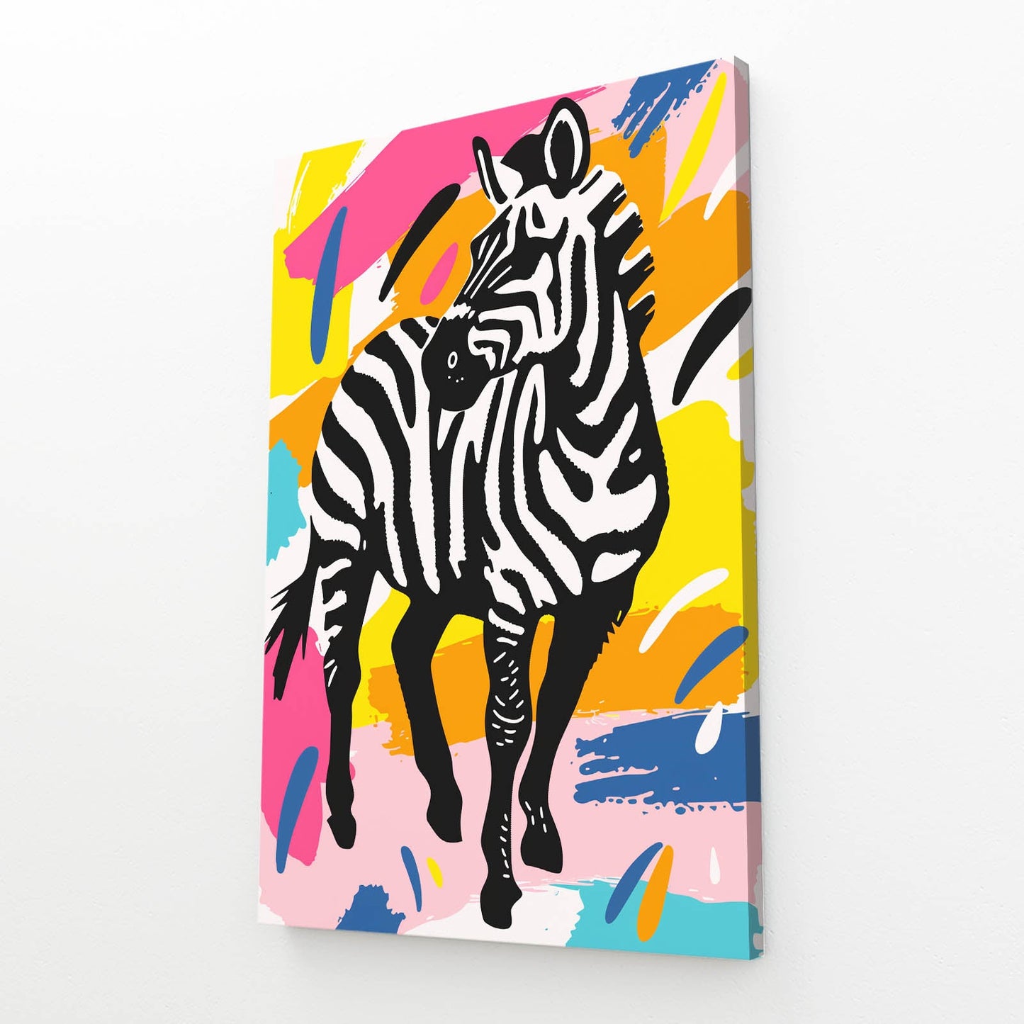 Pop Art Zebra Canvas – styled in a furnished interior