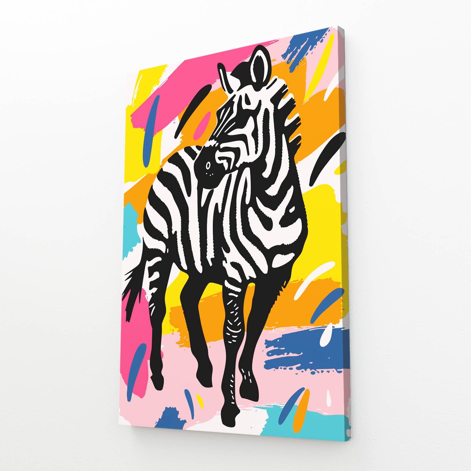 Pop Art Zebra Canvas – styled in a furnished interior
