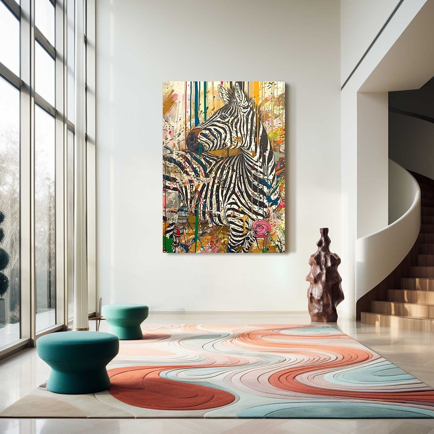 Pop Art Zebra Prints – styled in a furnished interior