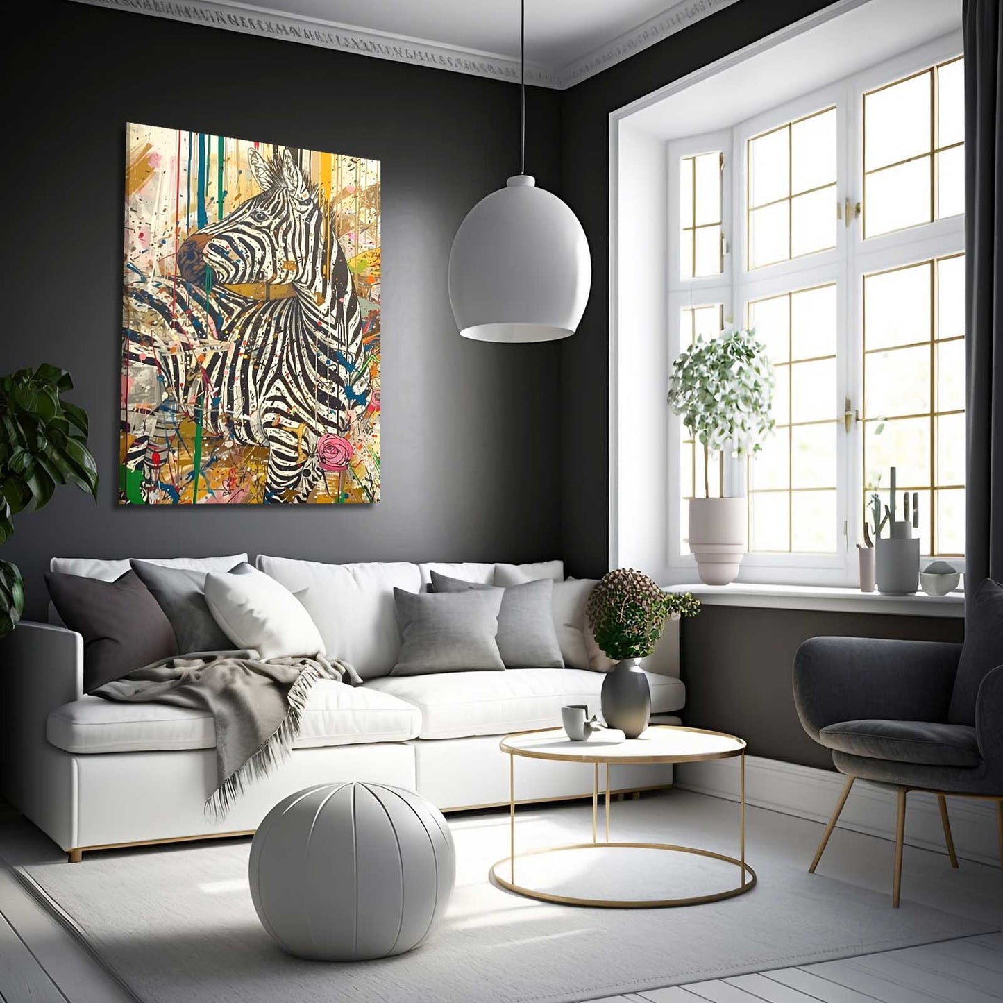 Pop Art Zebra Prints – styled in a furnished interior