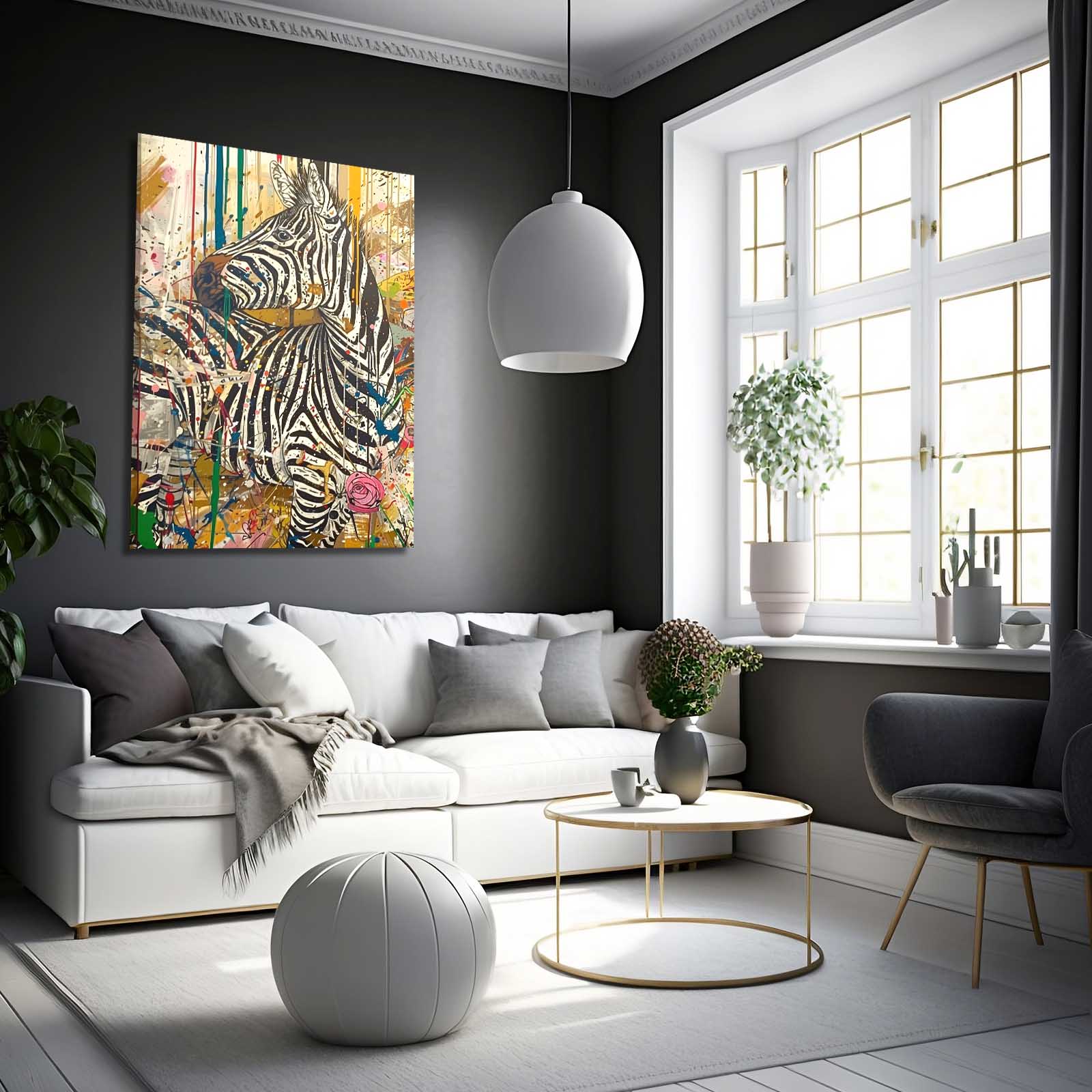 Pop Art Zebra Prints – styled in a furnished interior