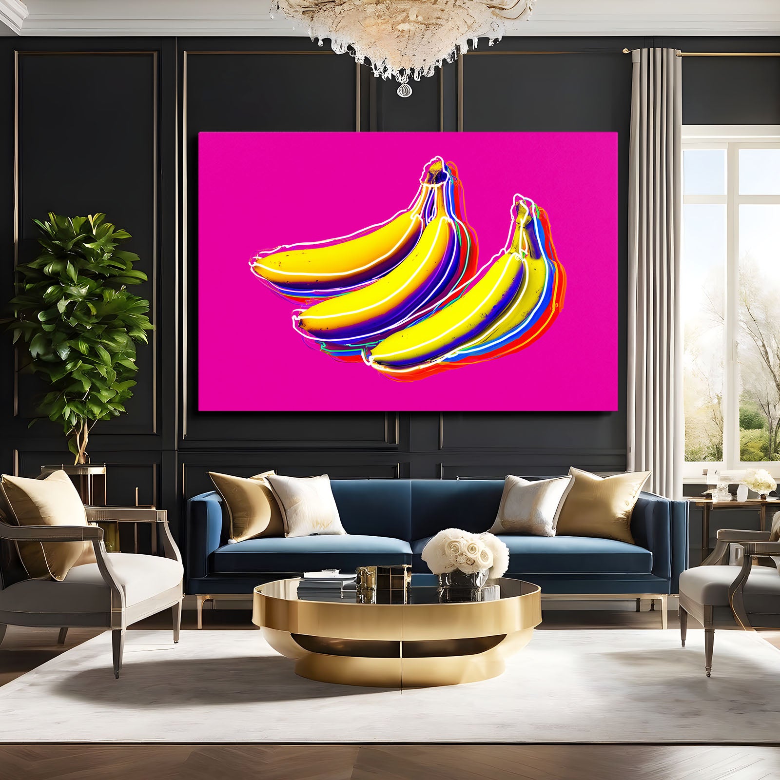Pop Banana Magenta Fruit Wall Decor – styled in a furnished interior
