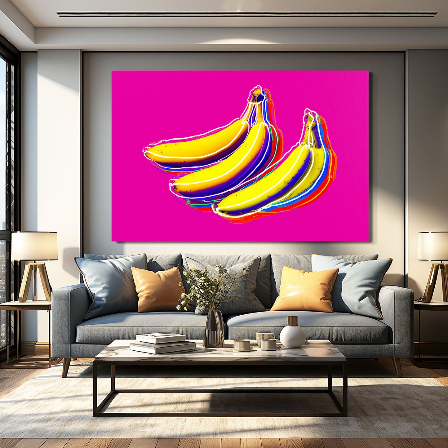 Pop Banana Magenta Fruit Wall Decor – styled in a furnished interior