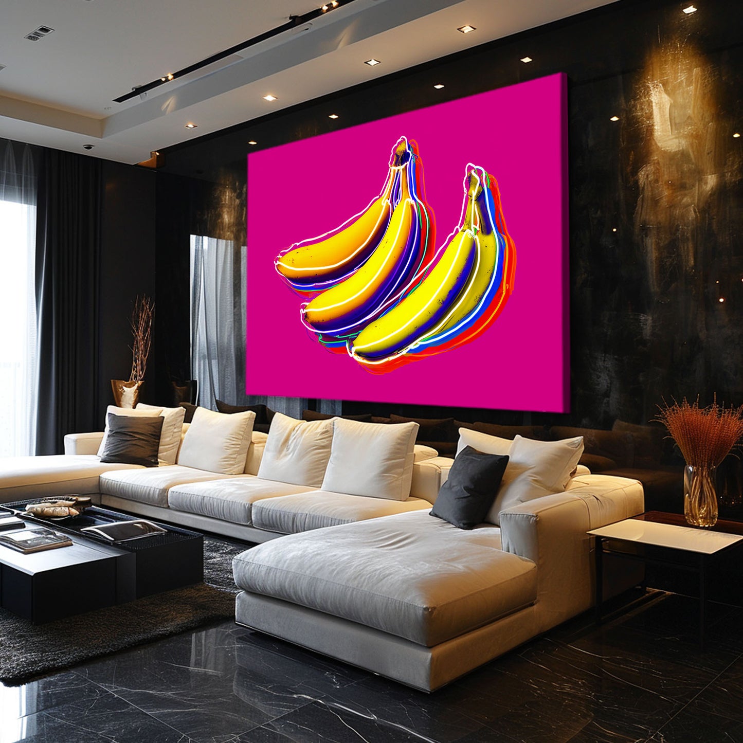 Pop Banana Magenta Fruit Wall Decor – styled in a furnished interior