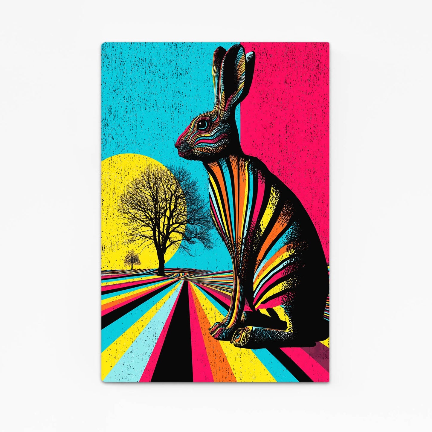 Pop Bunny Art – angled canvas view on white background