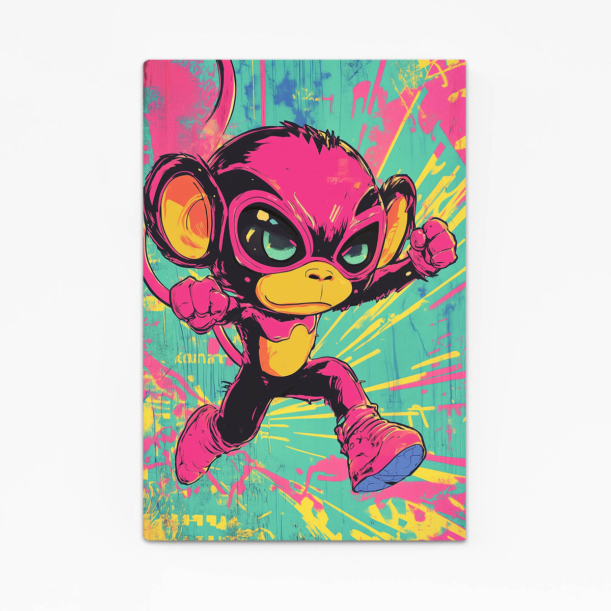 Pop Cartoon Hero Monkey Canvas Art — pop art canvas print, canvas print on white background