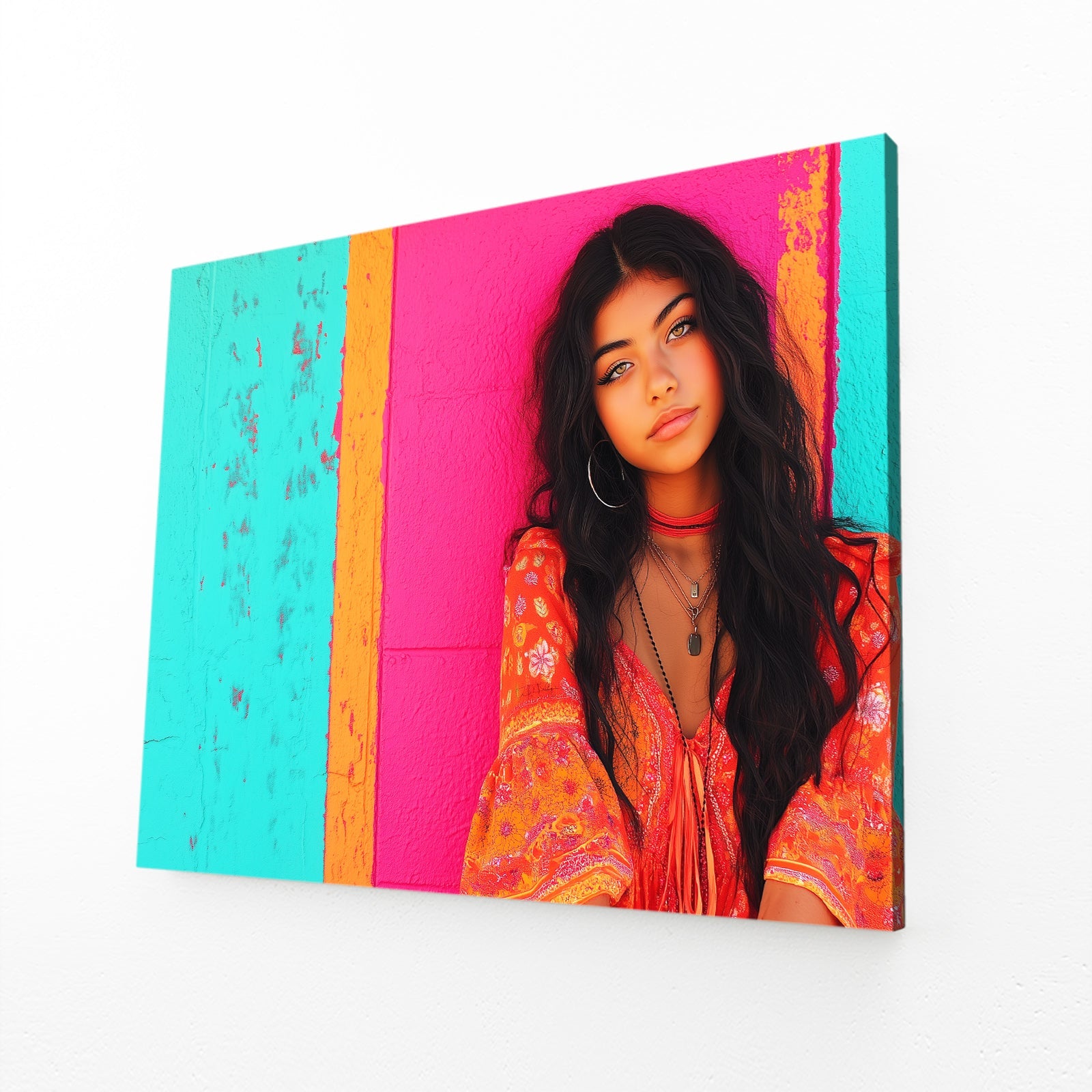 Pop Color Photography Wall Decor – angled canvas view on white background
