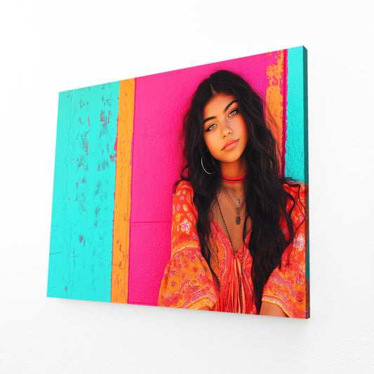Pop Color Photography Wall Decor – angled canvas view on white background