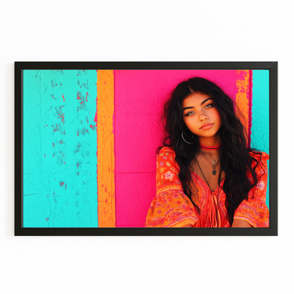Pop Color Photography Wall Decor — photography canvas print, with Premium Black frame on white background