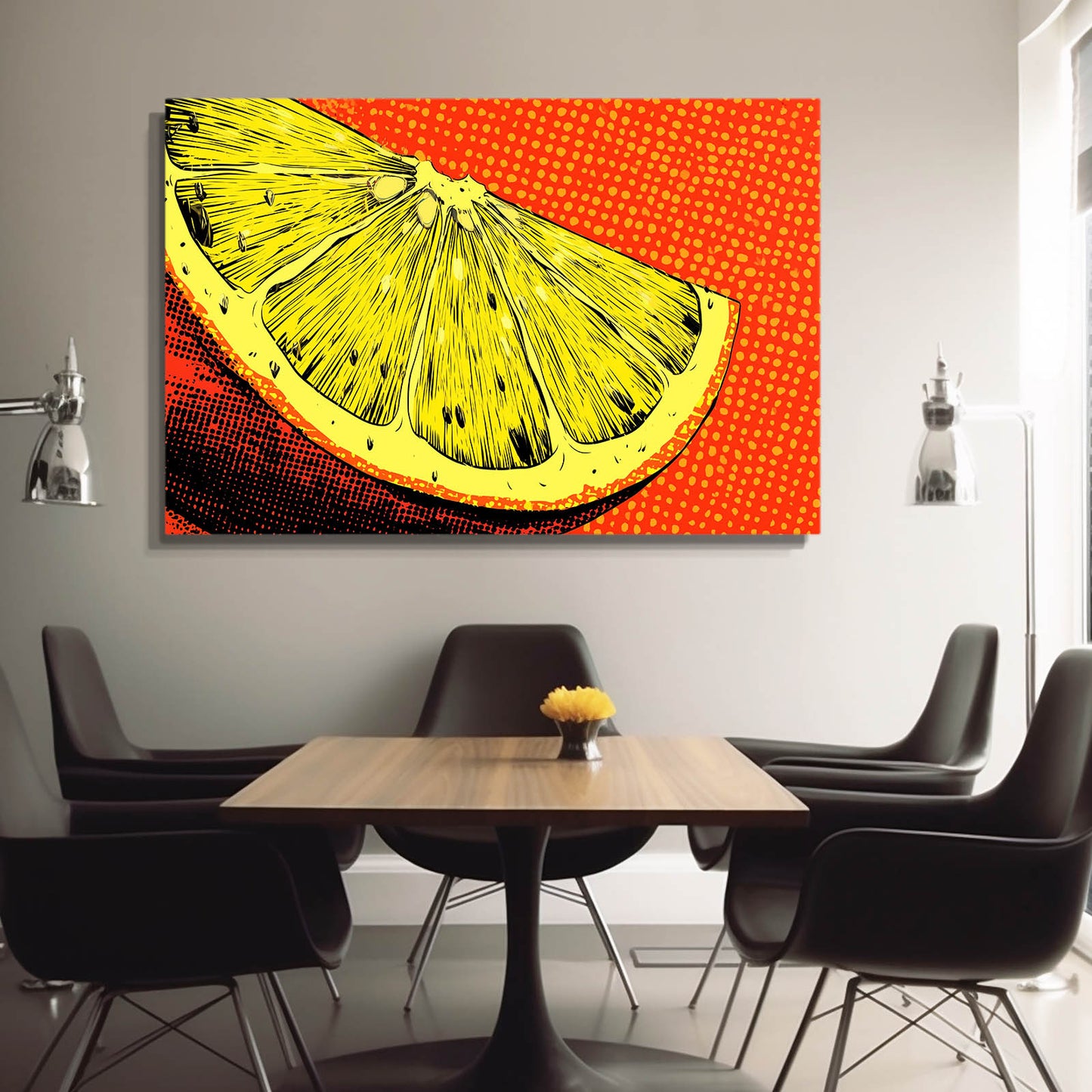 Pop Lemon Slice Fruit Art – styled in a furnished interior