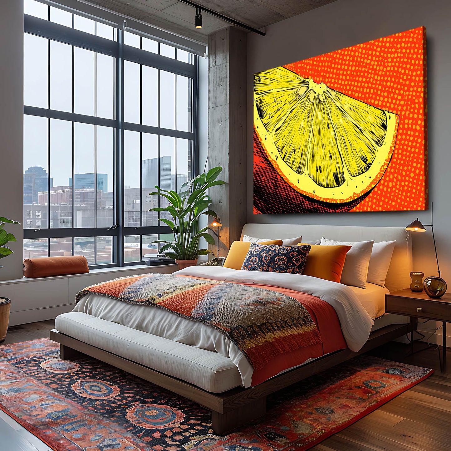 Pop Lemon Slice Fruit Art – styled in a furnished interior