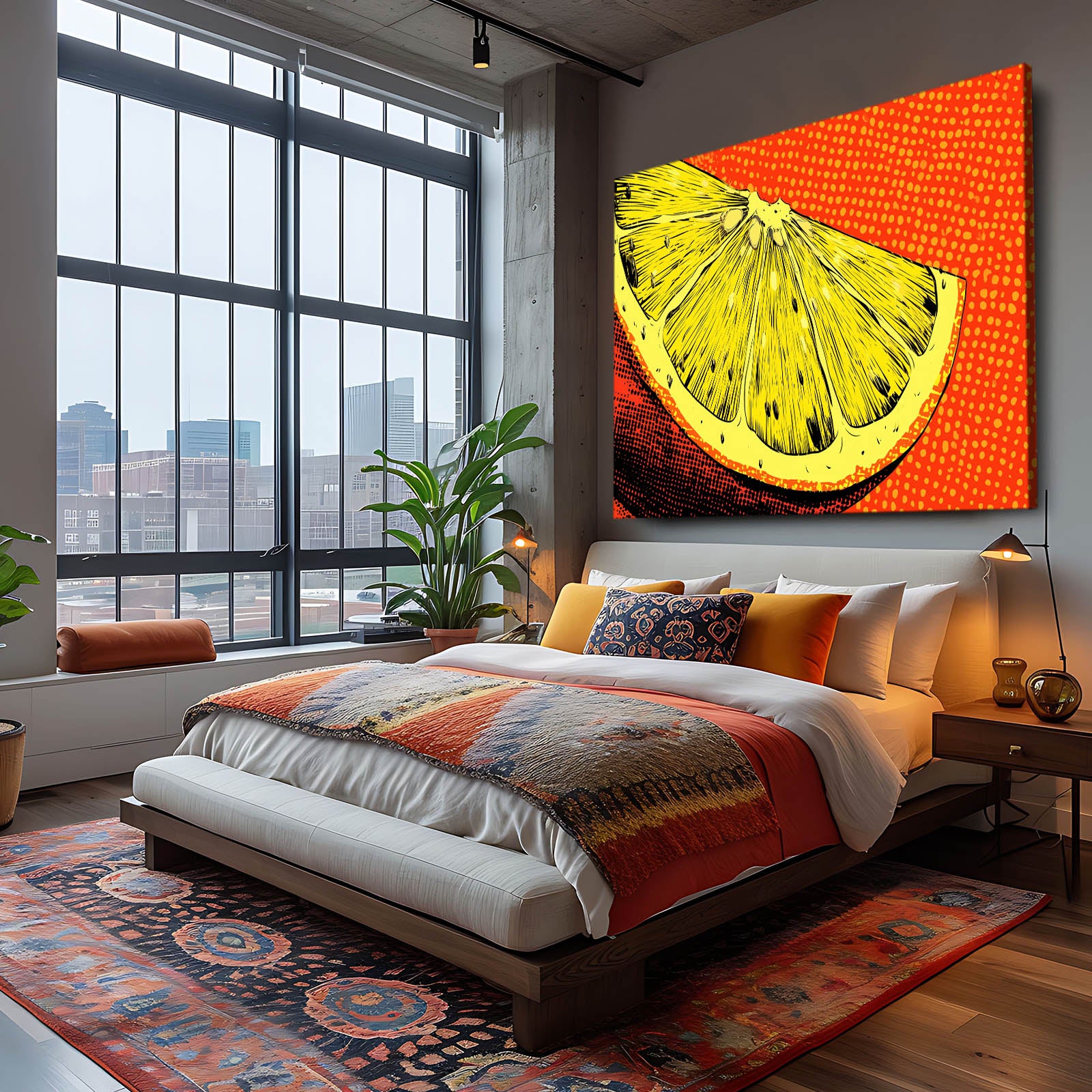 Pop Lemon Slice Fruit Art – styled in a furnished interior