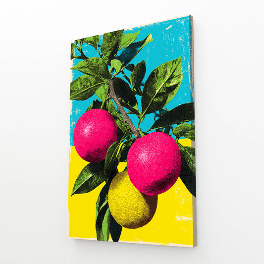 Pop Pomegranate Branch Fruit Canvas – angled canvas view on white background